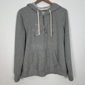 Gap Glitter Logo Full Zip Hoodie Grey Casual Size XL